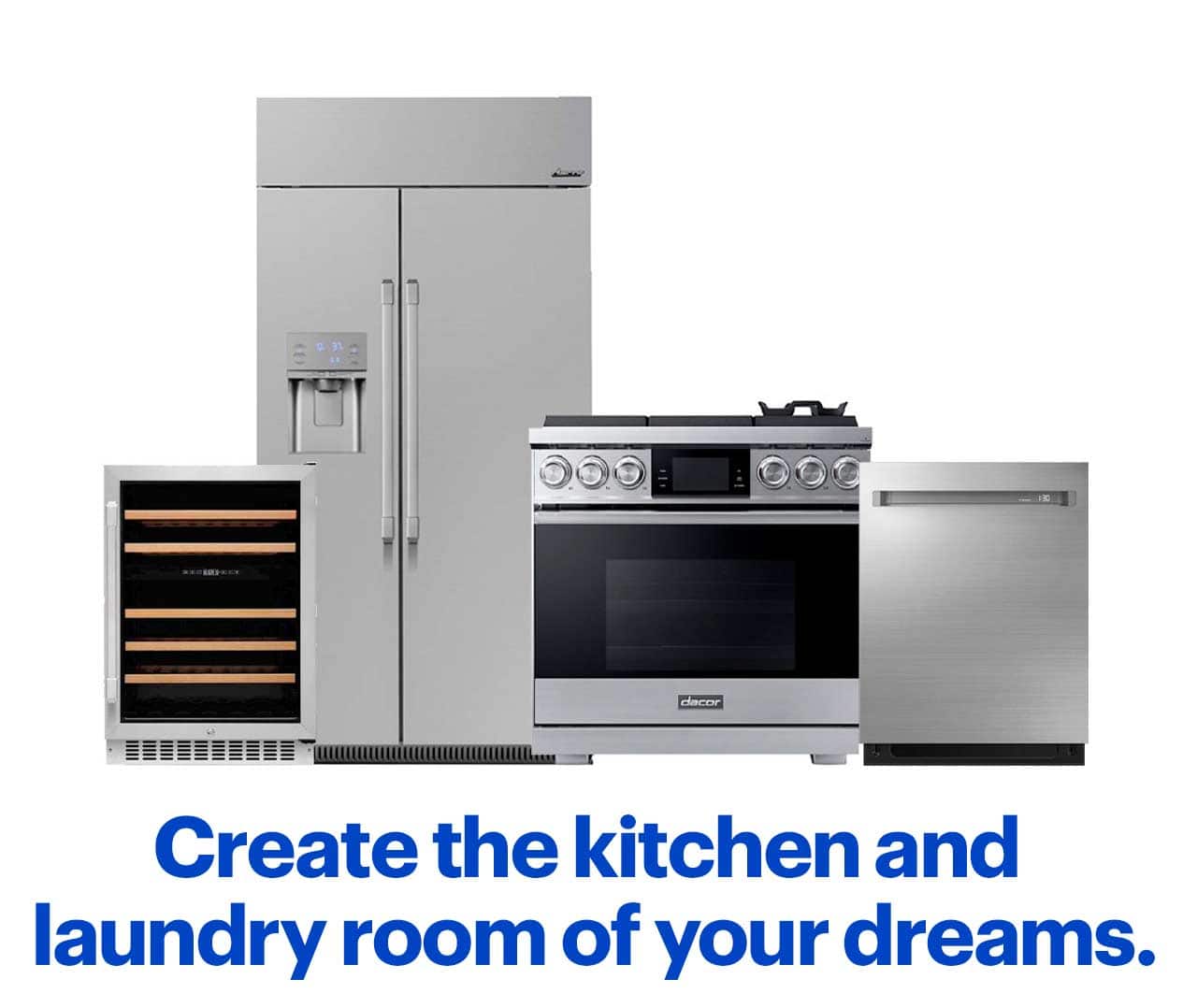 Create the kitchen and laundry room of your dreams. Stainless steel refrigerator, range, dishwasher and wine cellar.