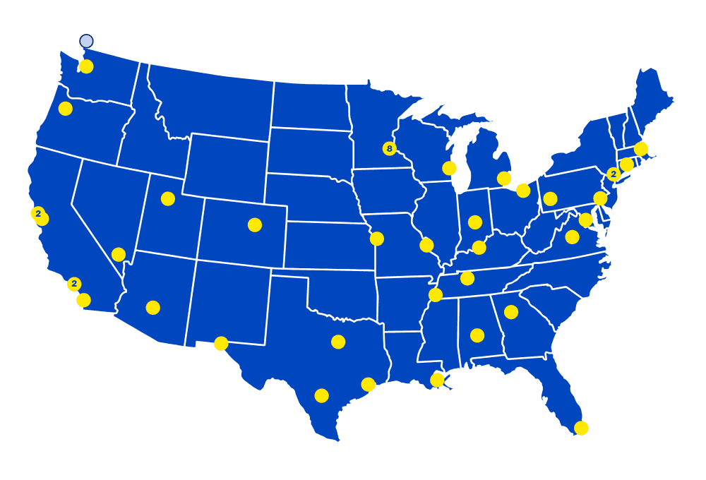 100 + Tech centers planned map