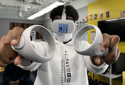 Teen using VR technology