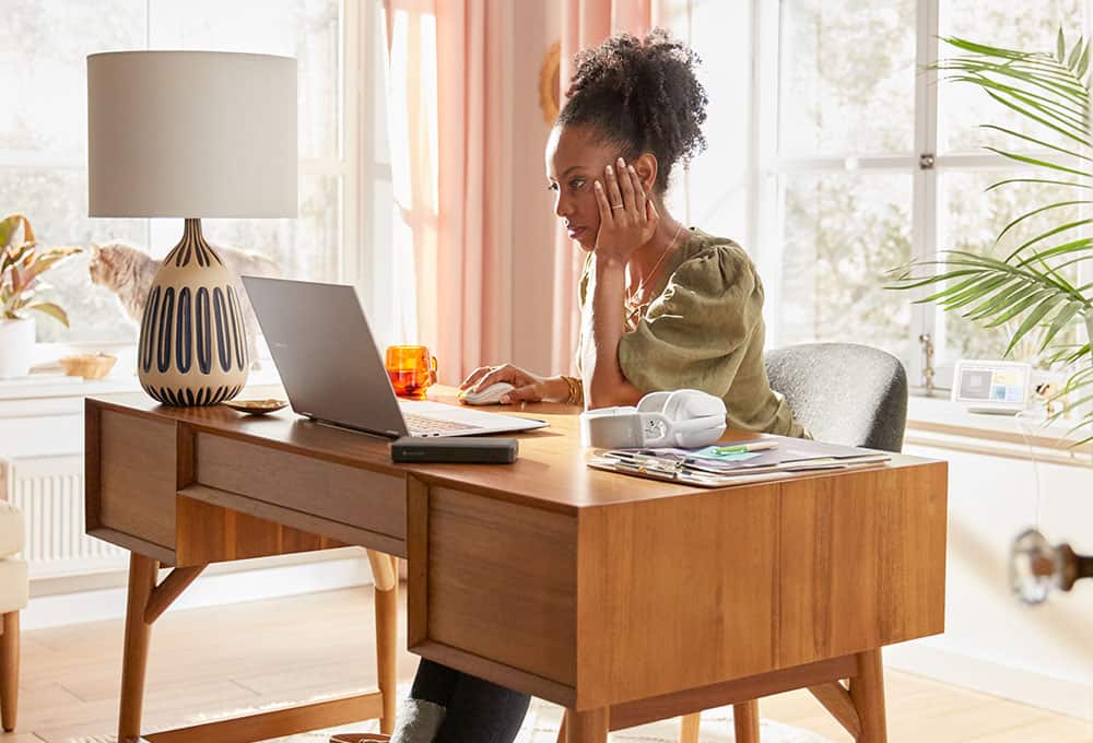 Woman working from home