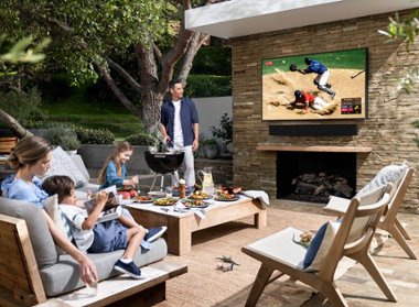 People watching outdoor TV