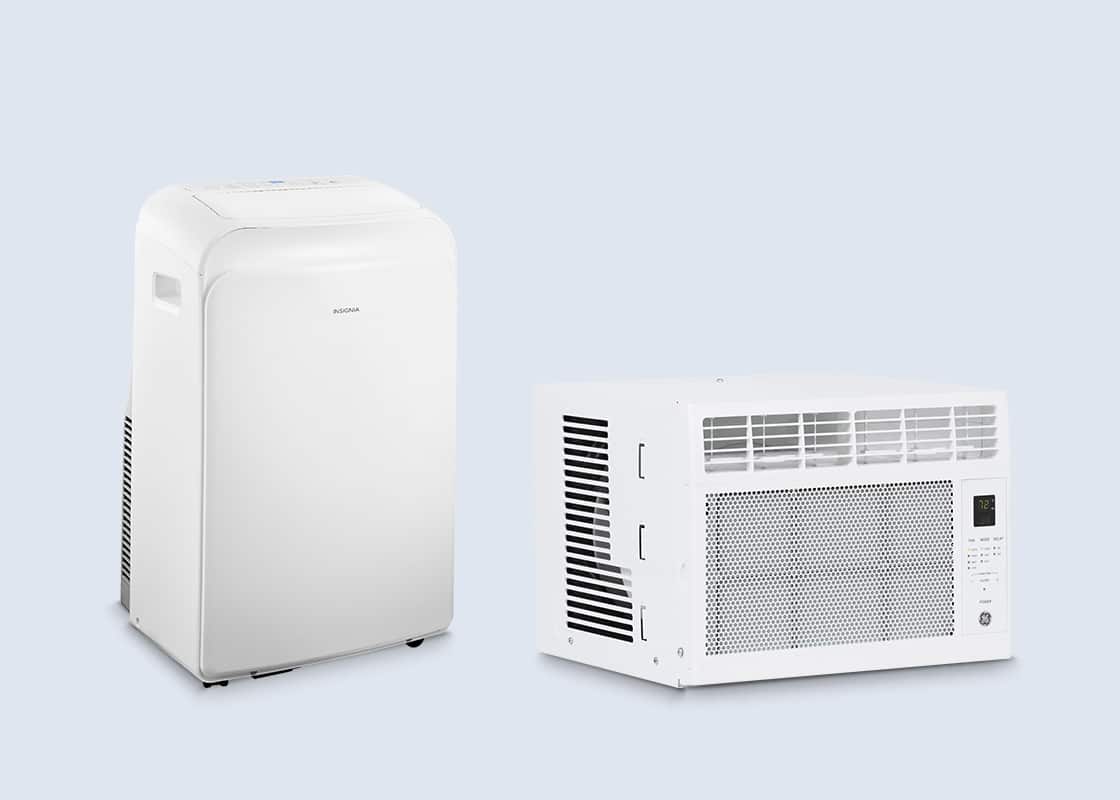 Insignia and GE air conditioners.		
