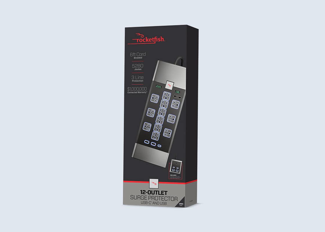 Rocketfish 12-Outlet 5280 Joules Surge Protector.