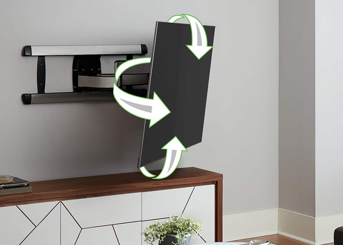 TV mount displaying multiple angles.