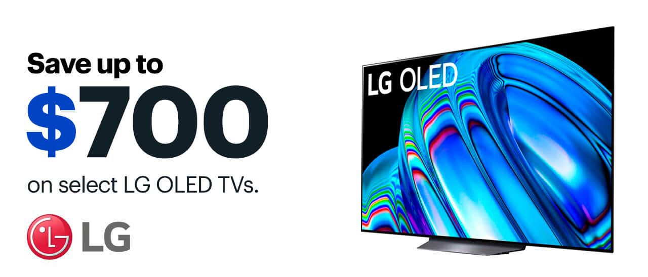 Save up to $1,500 on select LG OLED TVs.