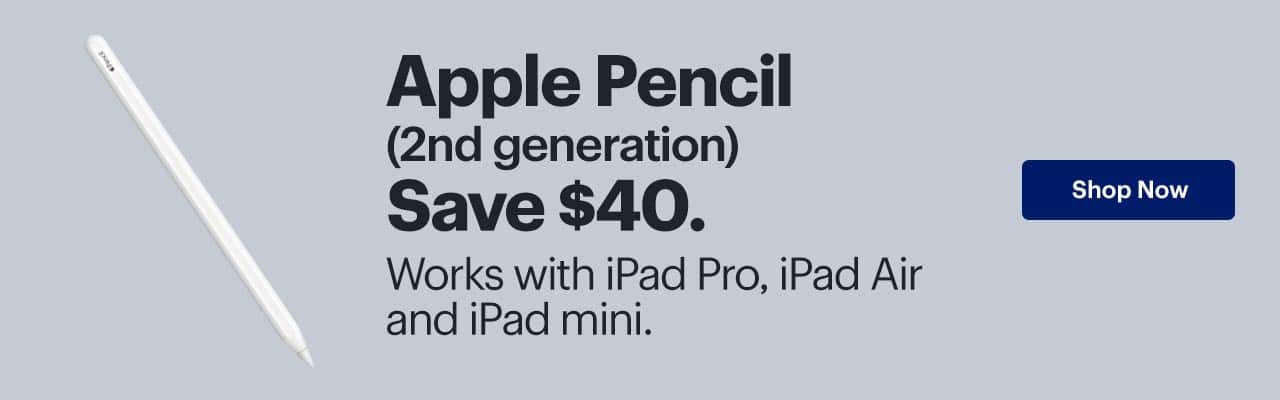 Apple Pencil (2nd generation). Save $40. Works with iPad Pro, iPad Air and iPad mini. Shop now.