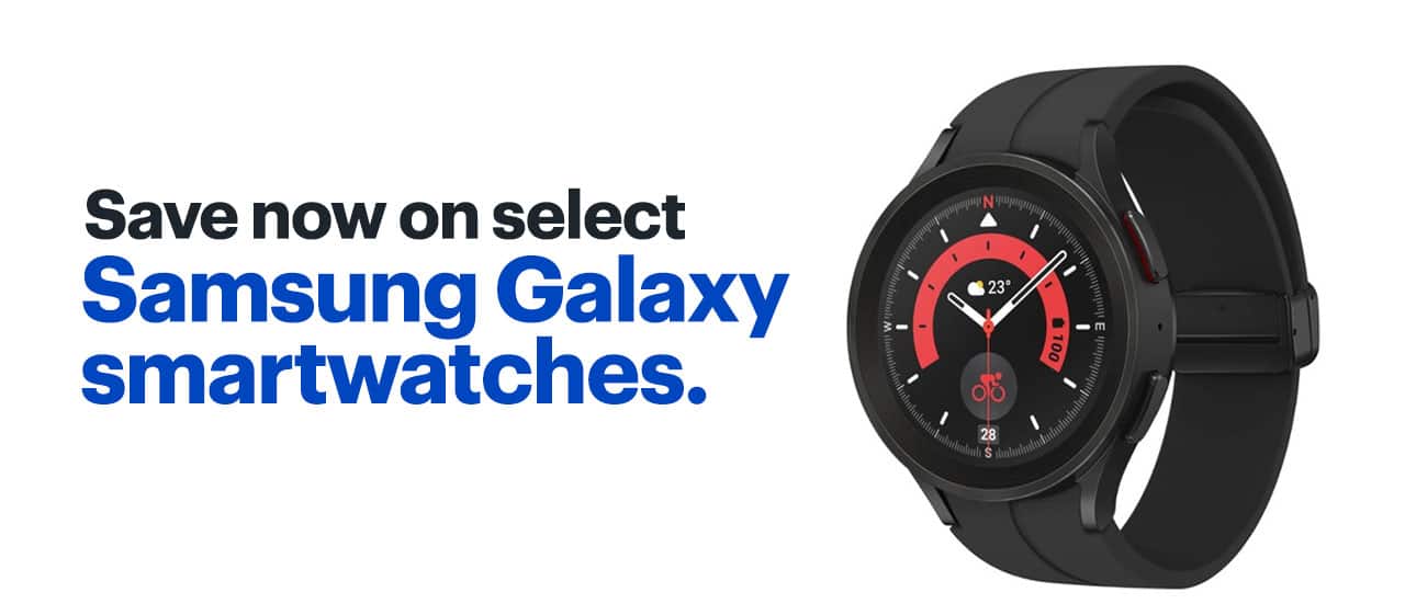 Save now on select Samsung Galaxy smartwatches.