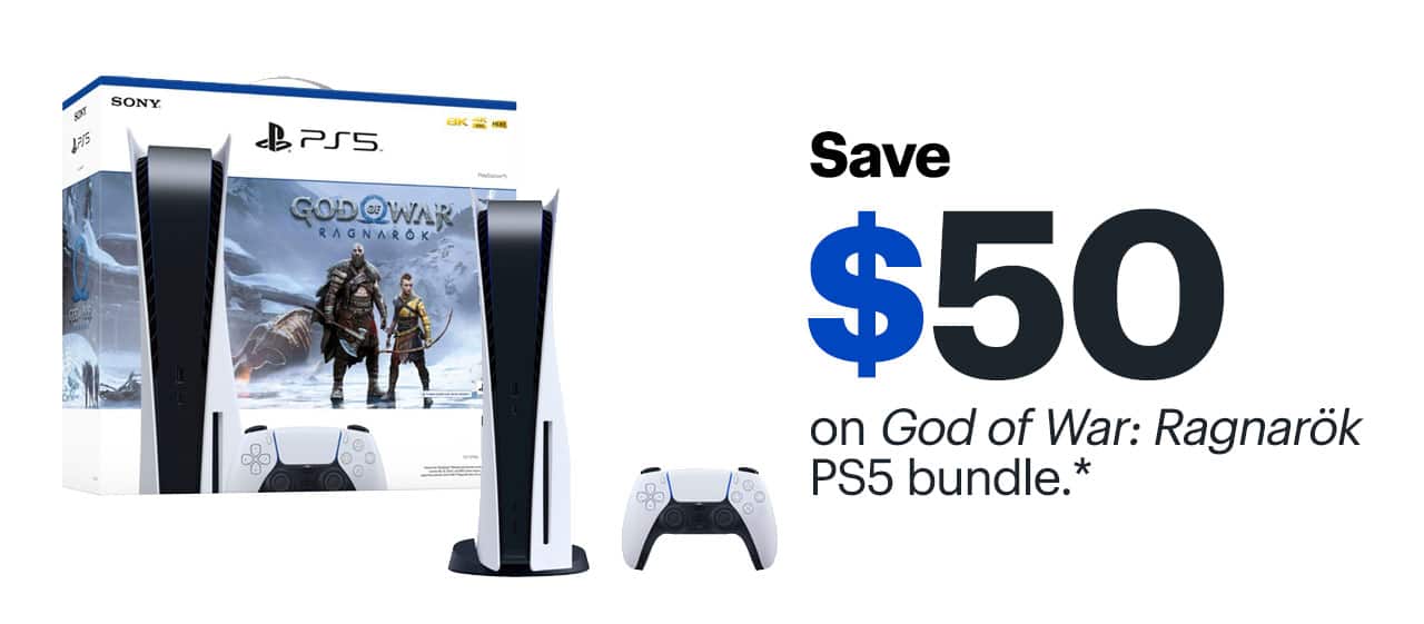 Save $50 on God of War: Ragnarök PS5 bundle. Reference disclaimer.