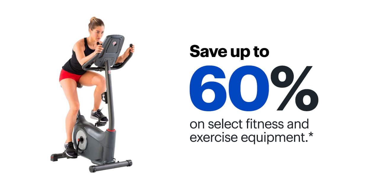 Save up to 60% on select fitness and exercise equipment. Reference disclaimer.