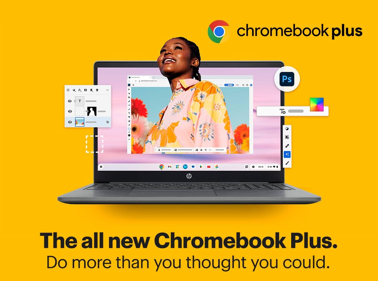The all new Chromebook Plus. Do more than you thought you could.