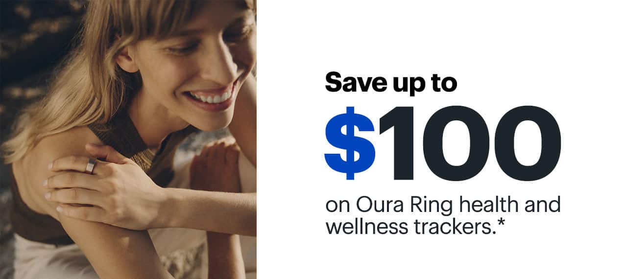 Save up to $100 on Oura Ring health and wellness trackers. Reference disclaimer.