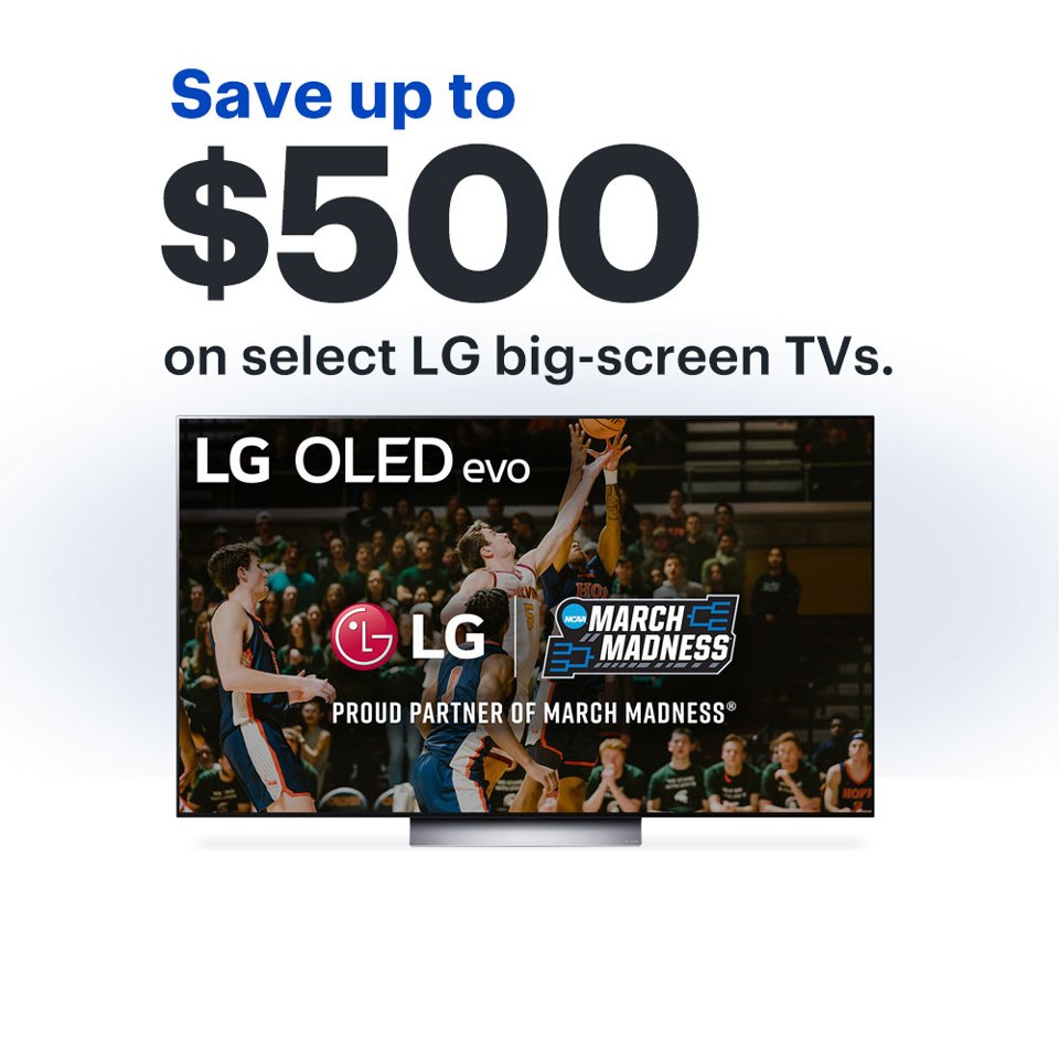Save up to $500 on select LG big-screen TVs. 