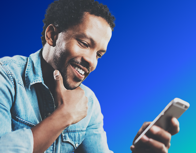 Man looking at a cell phone
