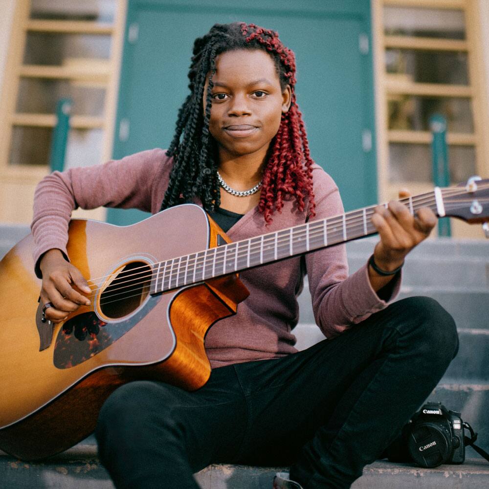 Teen with guitar