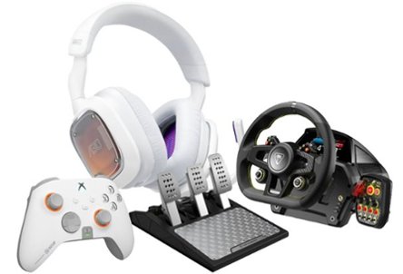 Gaming controller, wireless headset, wheel and pedal system