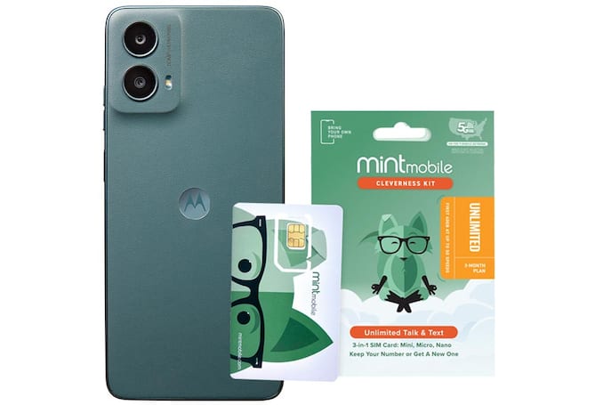 Motorola cell phone and Mint Mobile phone card