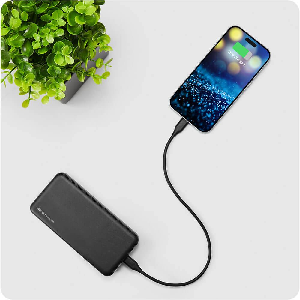 Phone connected to power bank
