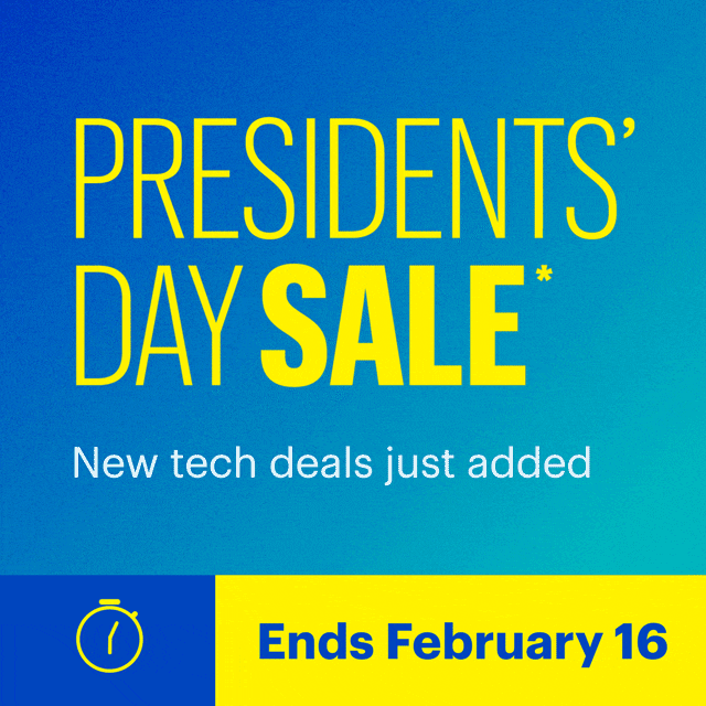 Presidents' Day Sale. New tech deals just added. Ends February 16. Shop now. Reference disclaimer.