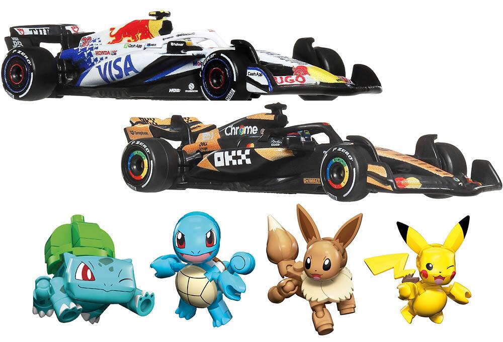 Toy race car and Pokémon poke balls