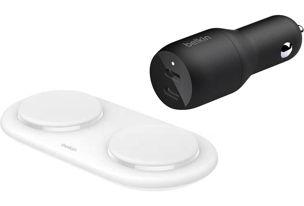 Wireless magnetic charger and USB-C car charger 