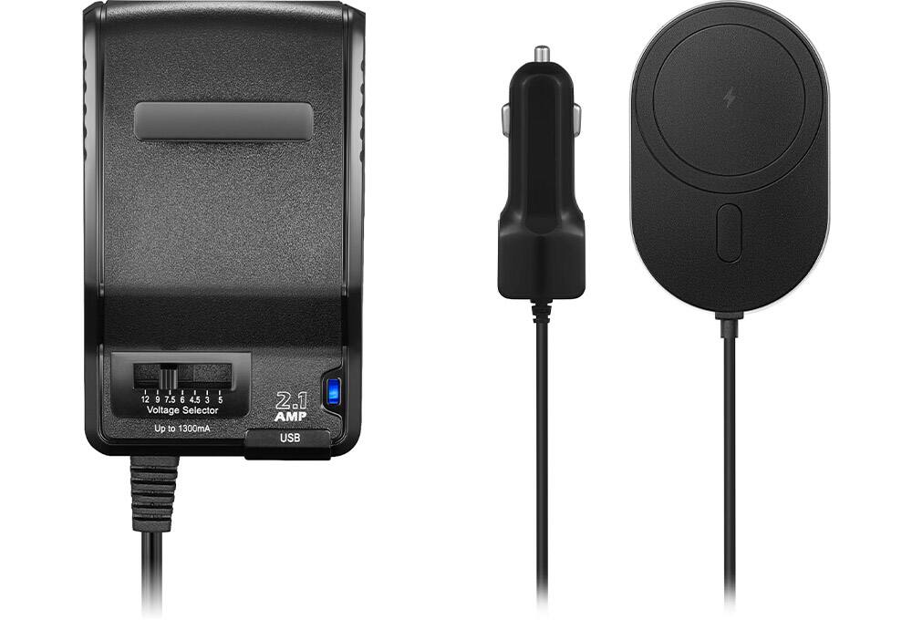 Universal AC adapter and magnetic wireless phone charger