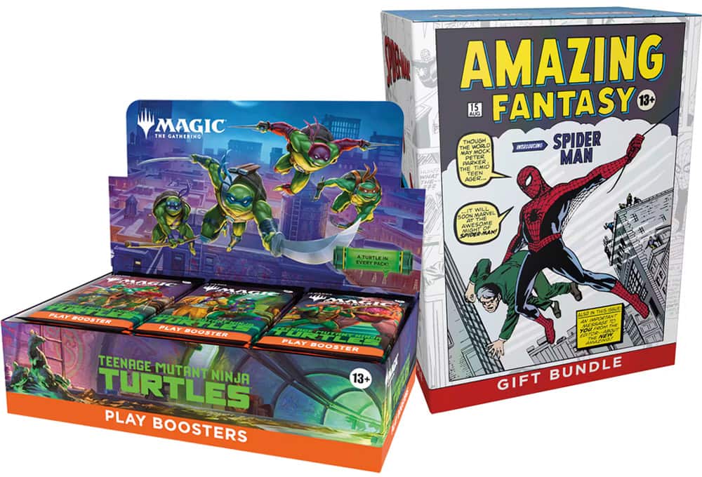 Magic: The Gathering Teenage Mutant Ninja Turtles and Marvel's Spider-Man card boxes