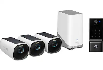 Security cameras and smart deadbolt