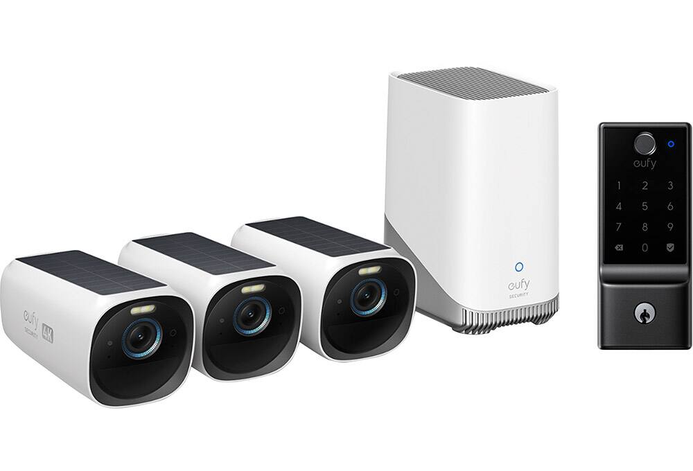 Security cameras and smart deadbolt