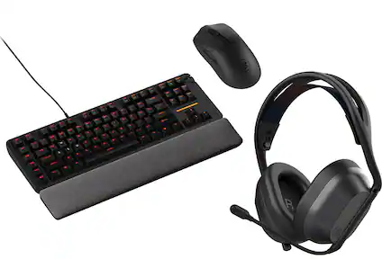Computer mouse, headset and keyboard