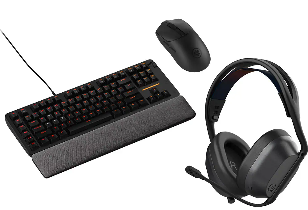 Computer mouse, headset and keyboard