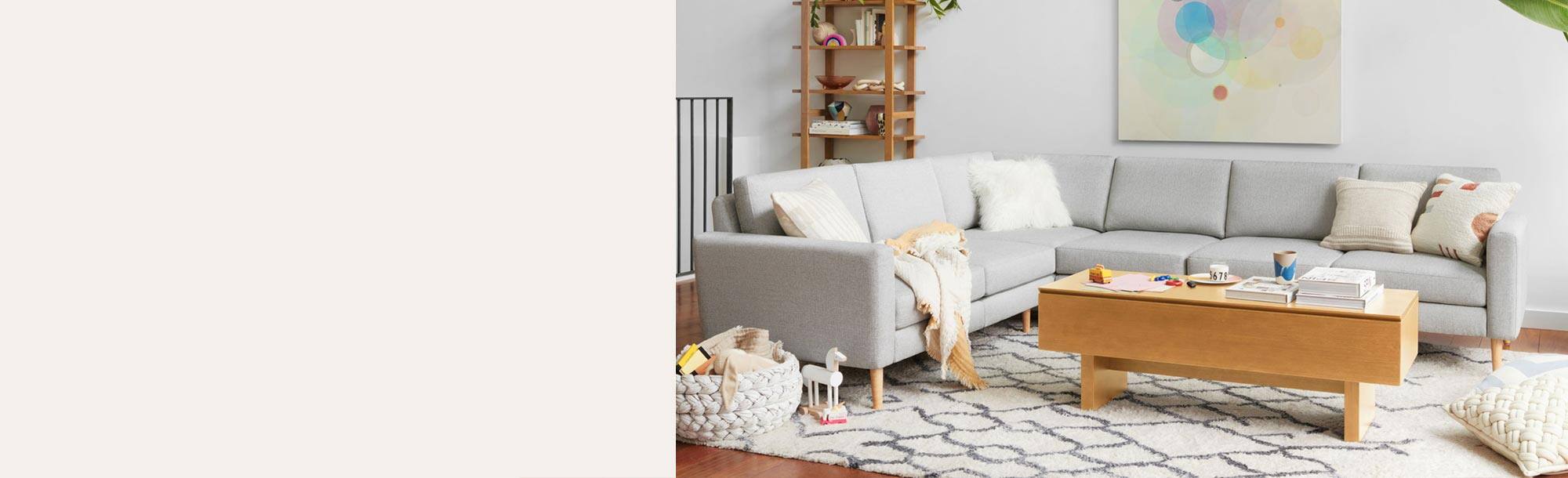 L-shaped couch in living room