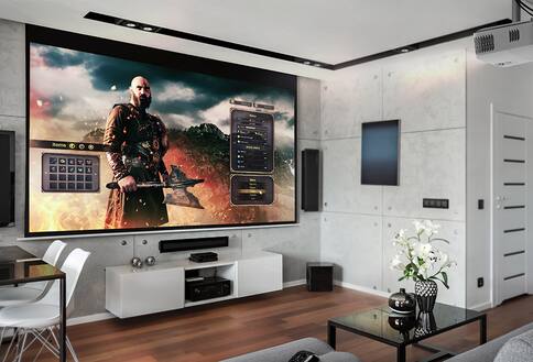 Video game on a projection screen