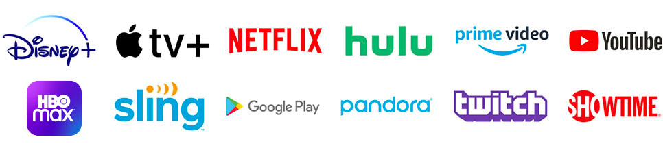 Disney+, Apple TV+, Netflix, Hulu, Amazon Prime Video, YouTube, HBO Max, Sling TV, Google Play, Peacock, Showtime, Paramount Plus