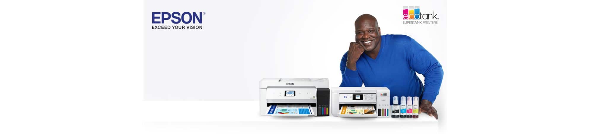 Epson. Exceed your vision. Eco tank super tank printers. 