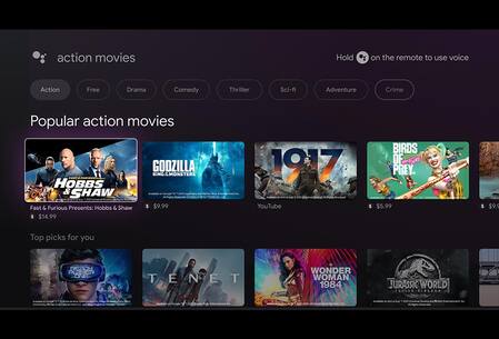 TV screen with “popular action movies”