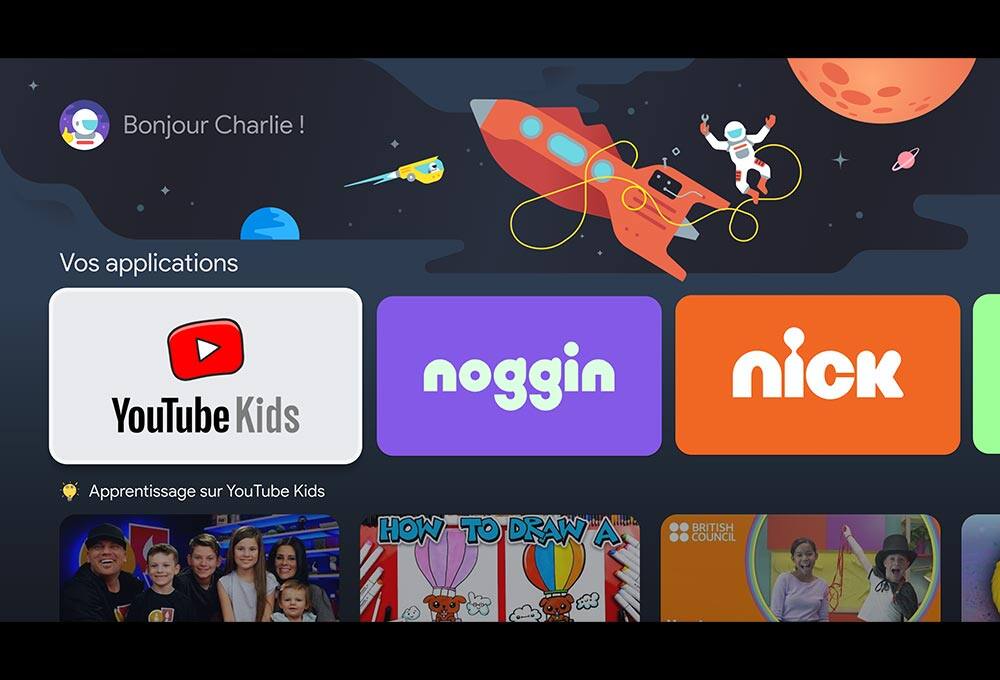 TV screen showing apps for kids