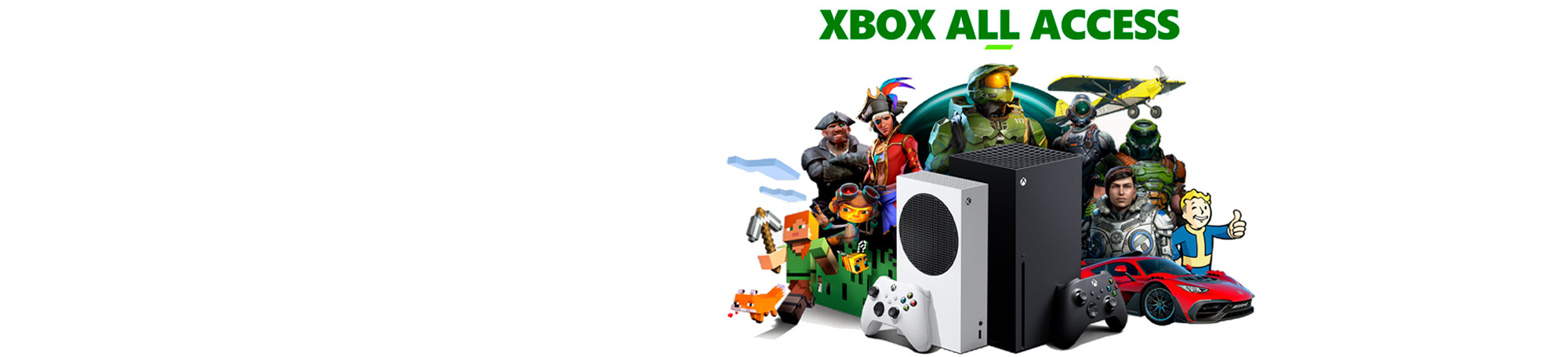Xbox All Access, video game consoles and controllers.