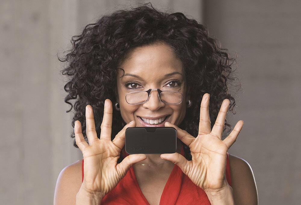 Person wearing reading glasses