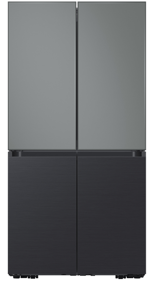 4-Door Flex refrigerator with matte gray glass and matte black steel panels