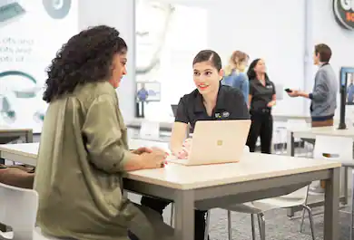 Geek Squad Agent with customer.