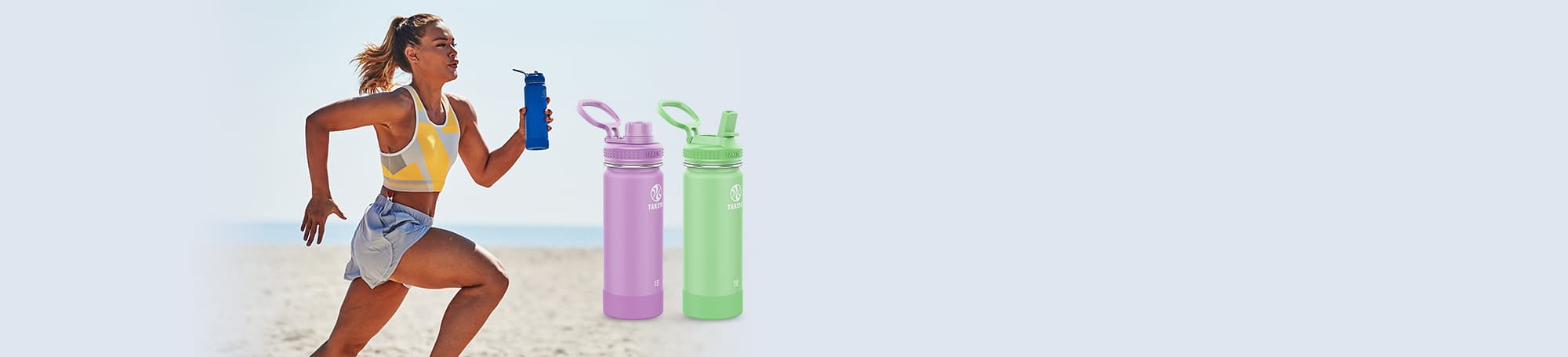 Person working out with water bottle