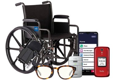 Medical alert, reading glasses, wheelchair