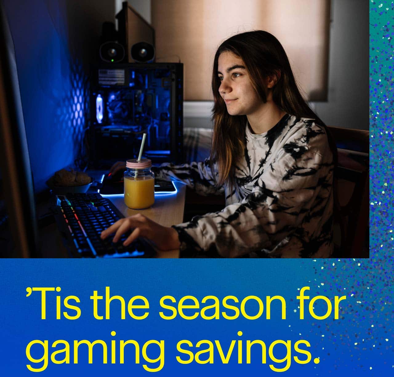'Tis the season for gaming savings. Person playing video games.