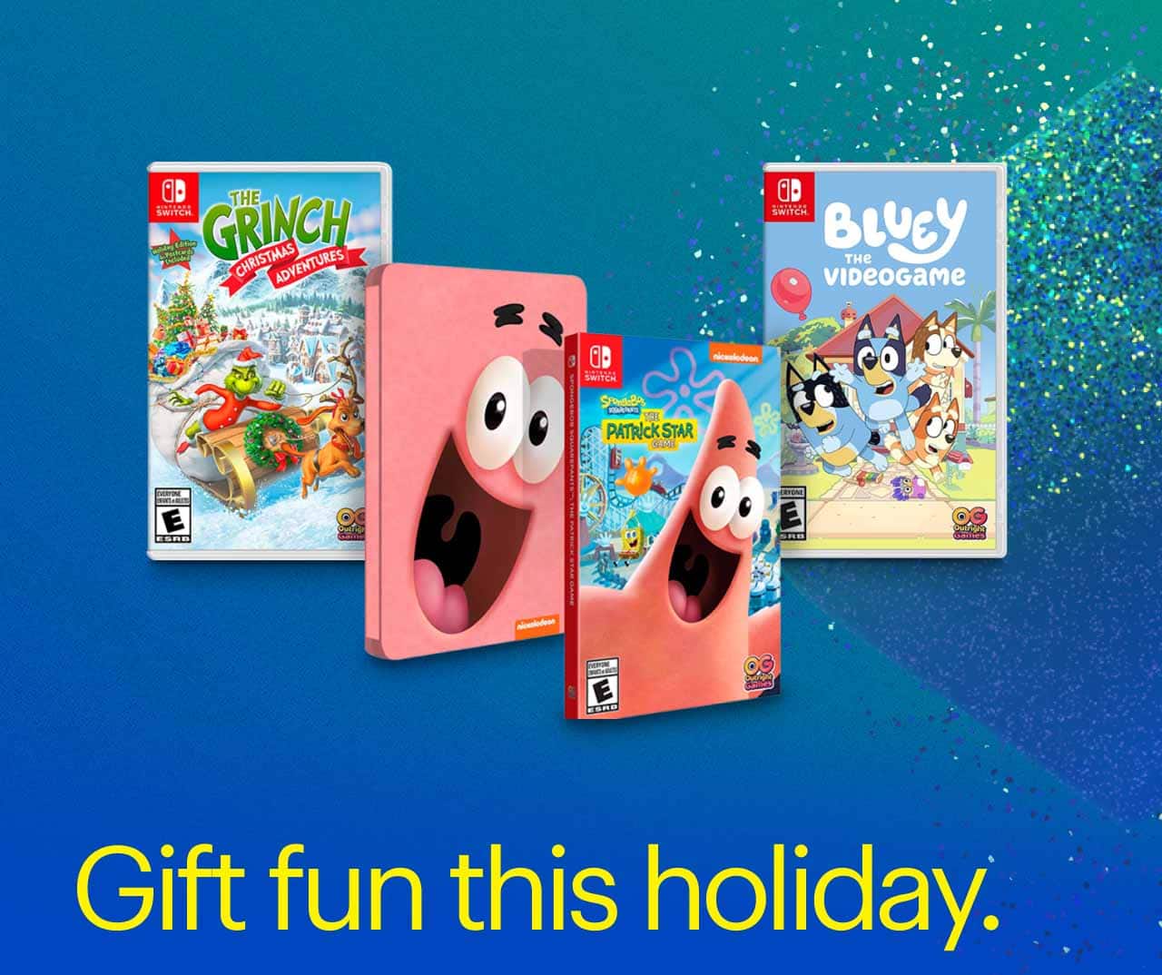 Gift fun this holiday.  The Grinch: Christmas Adventures, The Patrick Star Game and Bluey: The Videogame. 