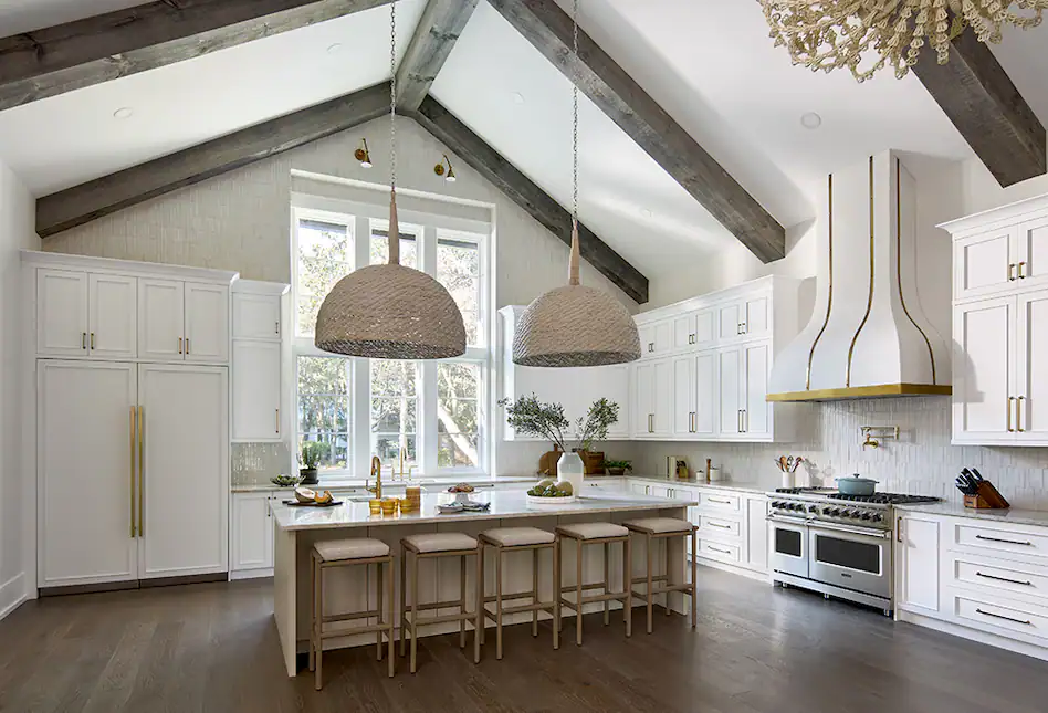 Kitchen with vaulted ceiling