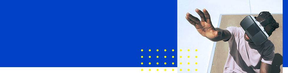 Student using virtual reality headset