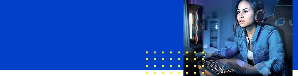 Student playing video game