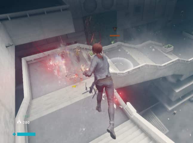 Screen display of 'Control' video game, advanced graphics powered by Apple M4 chip