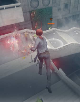 Screen display of 'Control' video game, advanced graphics powered by Apple M4 chip