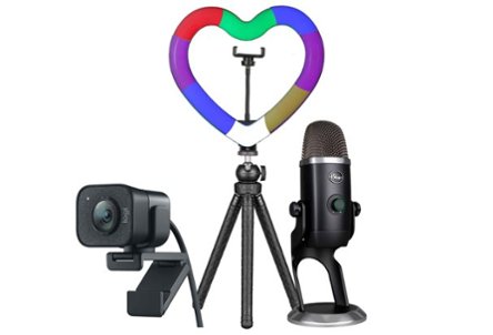 Ring light, microphone and web camera
